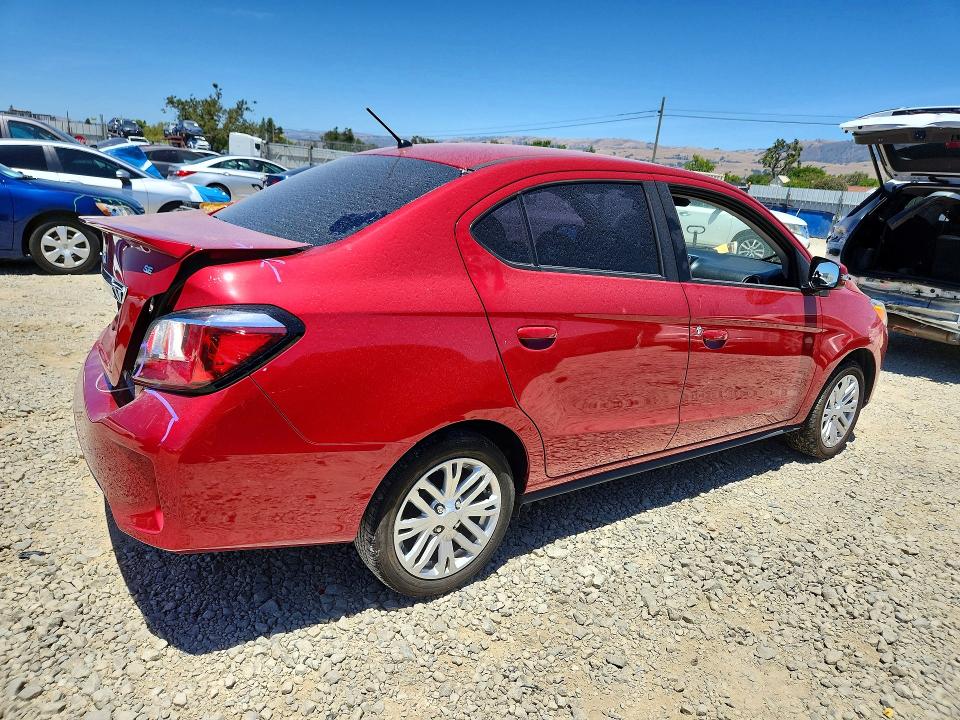 2024 Mitsubishi Mirage VIN ML32FVFJ2RHF17955 COPART salvage auction — REAR END, Ca - Salvage Certificate, sold $2,500 on 2026-07-14 (photo 3)