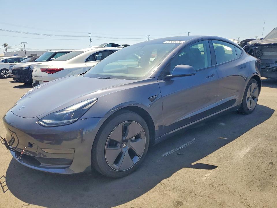 2023 Tesla Model 3 VIN 5YJ3E1EA3PF656579 COPART salvage auction — SIDE, Salvage Title, sold $8,300 on 2026-07-13 (photo 1)