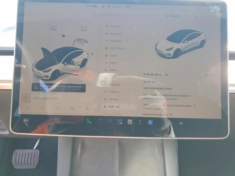 2022 Tesla Model 3 VIN 5YJ3E1EA3NF331458 COPART salvage auction — SIDE, Ca - Salvage Certificate, sold $7,800 on 2026-07-28 (photo 9)