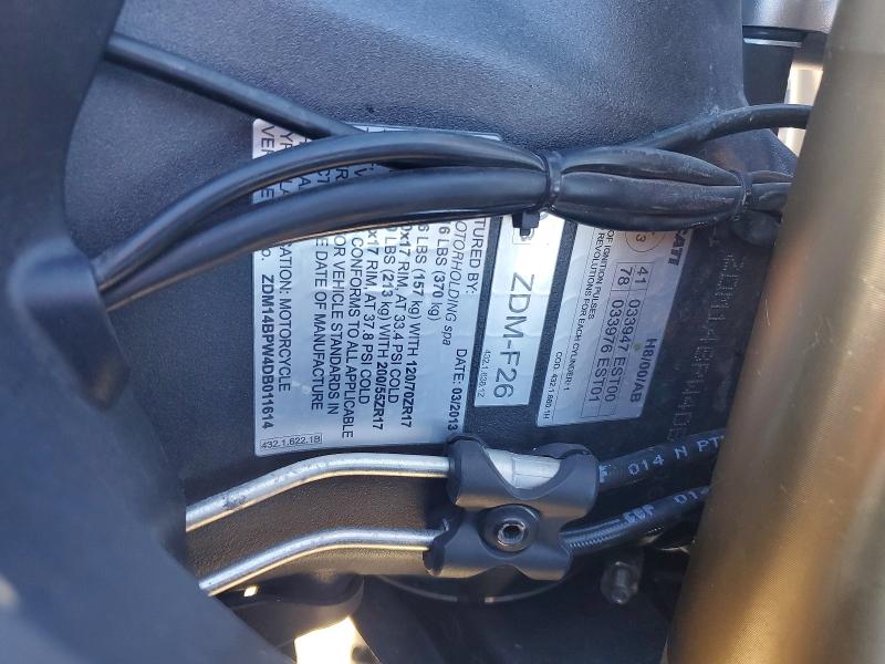 2013 Ducati Panigale VIN ZDM14BPW4DB011614 COPART salvage auction — SIDE, Ia - Cert Of Title-Salvage Title, sold $4,000 on 2026-07-23 (photo 9)