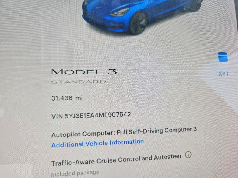 2021 Tesla Model 3 VIN 5YJ3E1EA4MF907542 COPART salvage auction — REAR END, Md - Cert Of Salvage > 75% Damage, sold $8,500 on 2026-07-15 (photo 9)