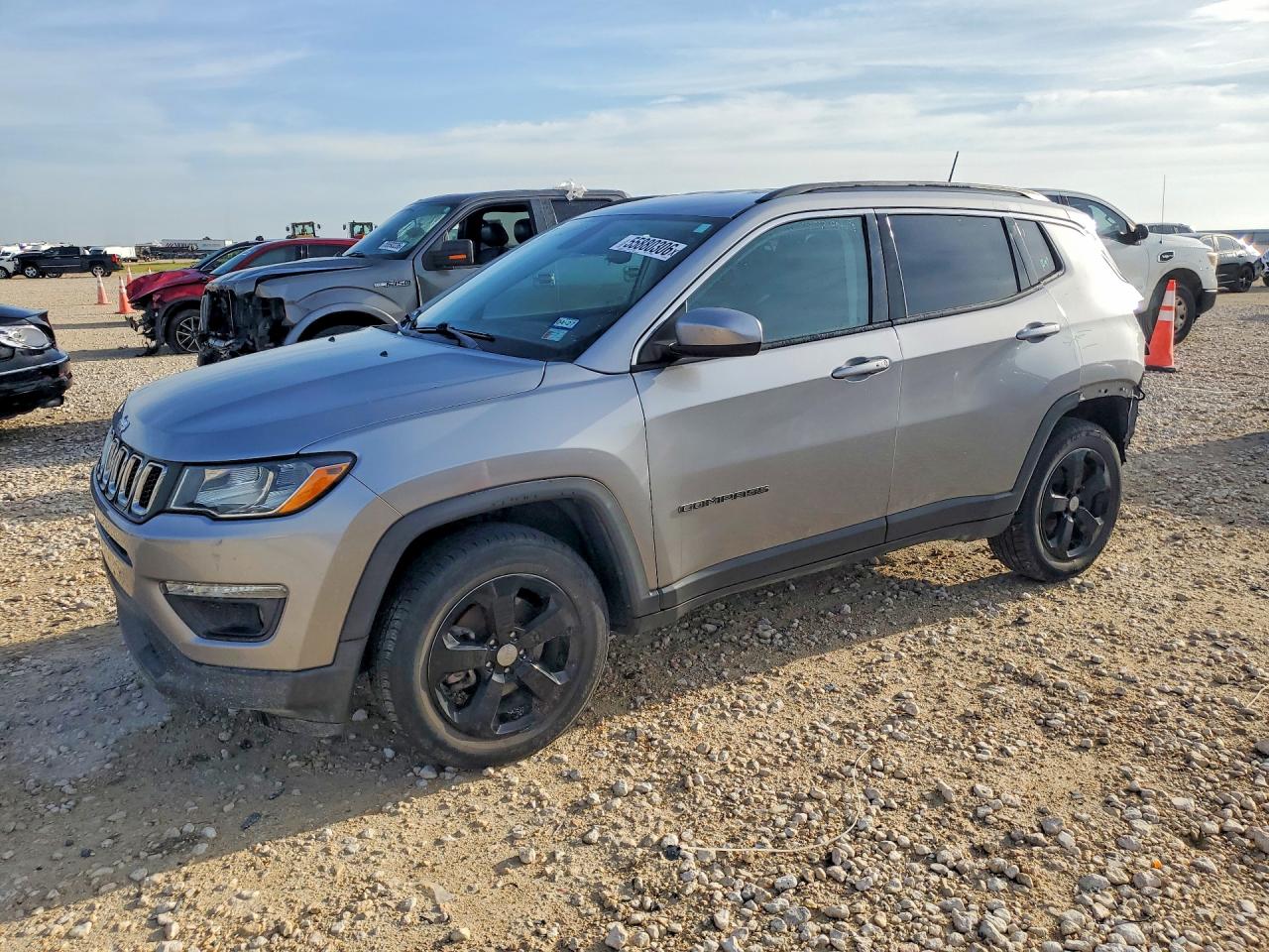 2019 Jeep Compass VIN 3C4NJDBB9KT672203 COPART salvage auction — Rear End, TX - SALVAGE VEHICLE TITLE (P), sold $3,150 on 2026-07-09 (photo 1)