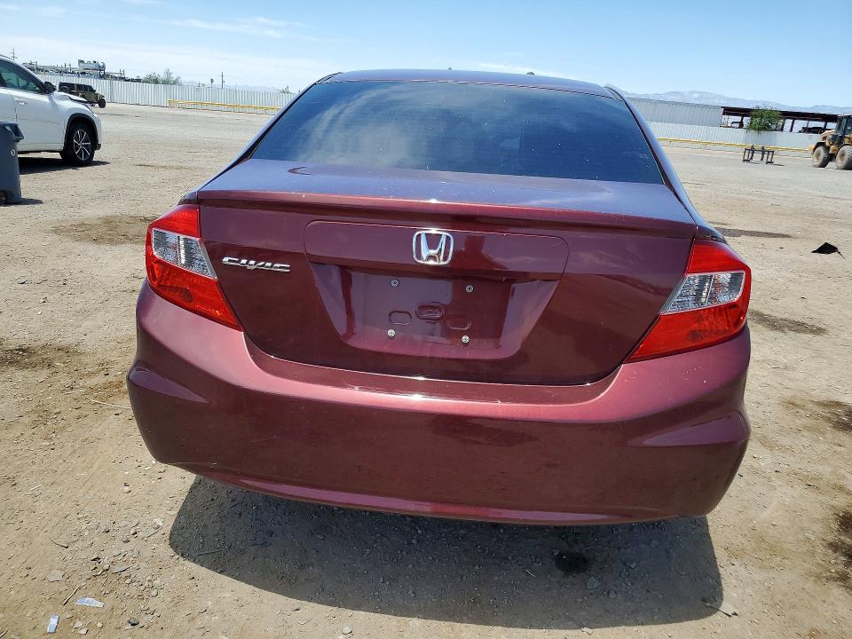 2012 Honda Civic VIN 19XFB2F56CE357326 COPART salvage auction — FRONT END, Az - Cert Of Title - Salvage, sold $499 on 2026-07-10 (photo 6)