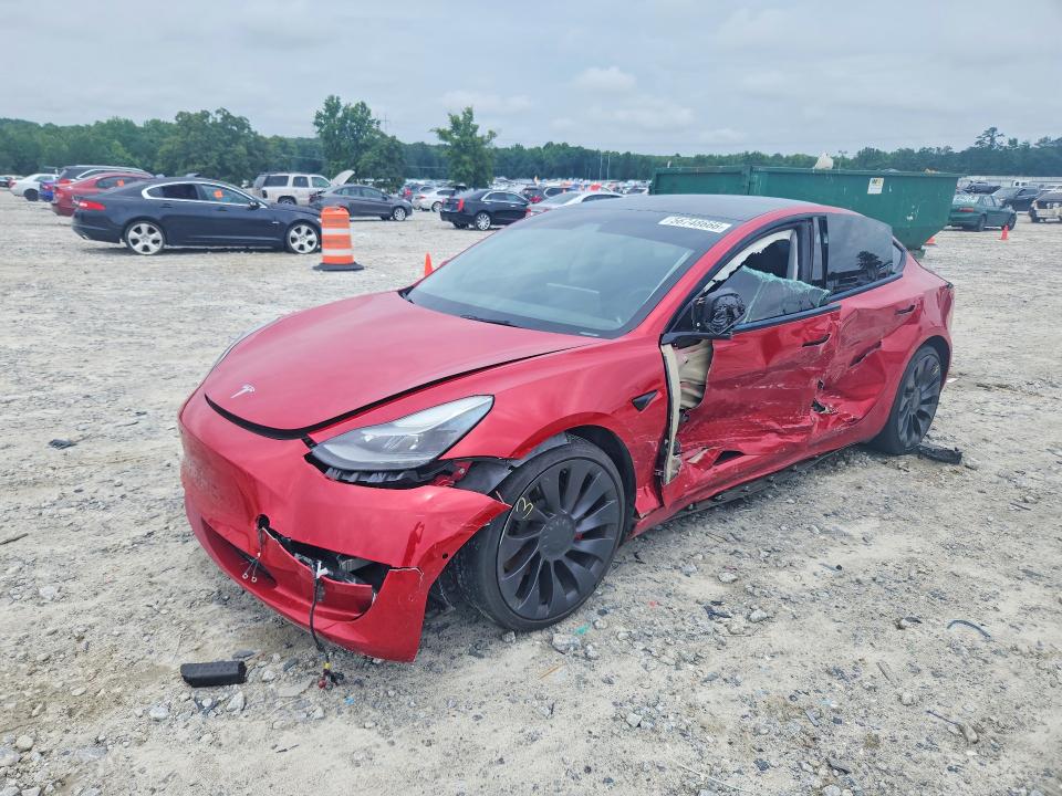 2021 Tesla Model 3 VIN 5YJ3E1EC3MF086953 COPART salvage auction — SIDE, GA - CERT OF TITLE-SALVAGE (P), sold $1,600 on 2026-07-27 (photo 1)