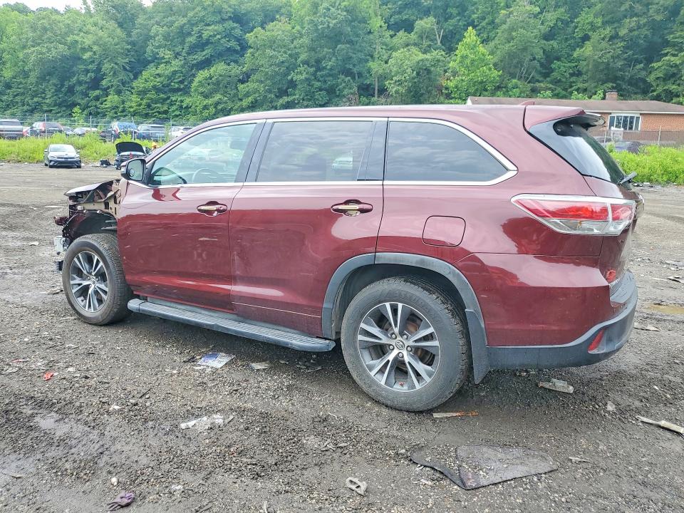 2016 Toyota Highlander VIN 5TDJKRFH4GS253779 COPART salvage auction — FRONT END, Md - Cert Of Salvage < 75% Damage, sold $9,300 on 2026-07-14 (photo 2)