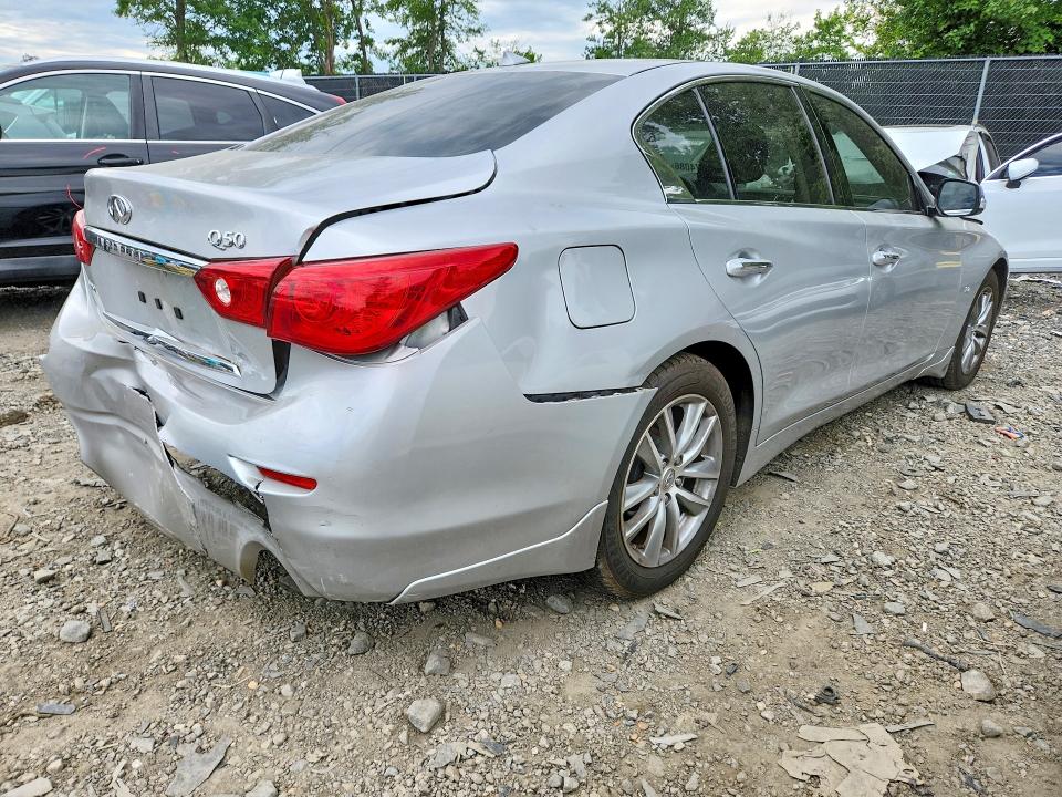 2014 Infiniti Q50 VIN JN1BV7AR9EM702515 COPART salvage auction — REAR END, Md - Parts Only-No Title Letter, sold $1,900 on 2026-07-31 (photo 3)
