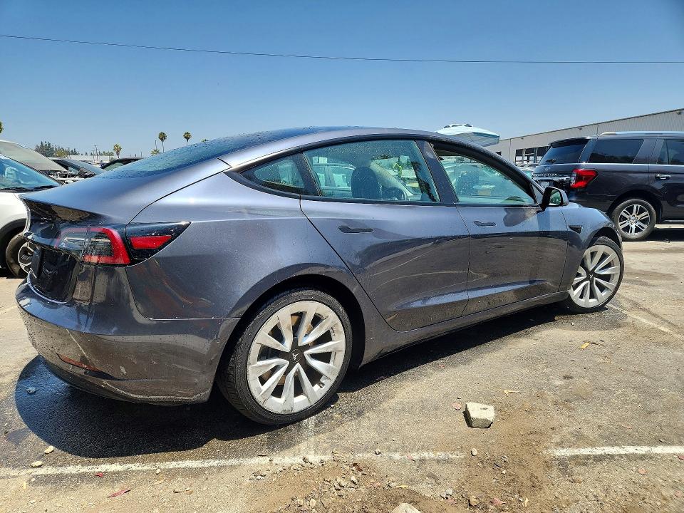 2022 Tesla Model 3 VIN 5YJ3E1EA2NF187126 COPART salvage auction — MECHANICAL, Ca - Salvage Certificate, sold $3,900 on 2026-07-31 (photo 3)
