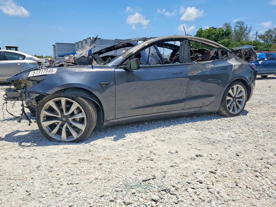 2019 Tesla Model 3 VIN 5YJ3E1EB2KF418529 COPART salvage auction — BURN, Fl - Certificate Of Destruction, sold $300 on 2026-07-31 (photo 1)