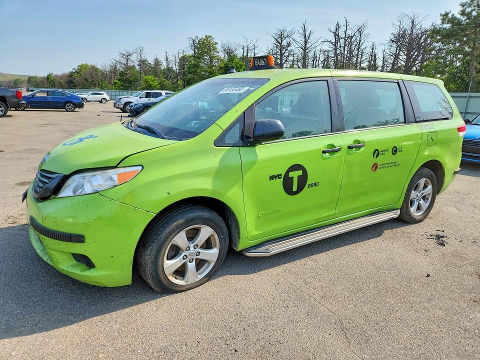 2014 Toyota Sienna VIN 5TDZK3DC1ES480352 COPART salvage auction — FRONT END, Ny - Certificate Of Title, sold $3,350 on 2026-07-06 (photo 1)