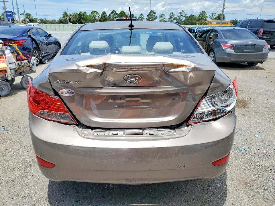 2013 Hyundai Accent VIN KMHCT4AE4DU417640 COPART salvage auction — REAR END, FL - CERT OF TITLE SLVG REBUILDABLE, sold $400 on 2026-07-24 (photo 6)