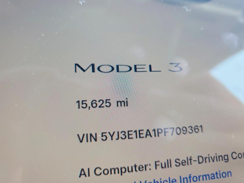 2023 Tesla VIN 5YJ3E1EA1PF709361 COPART salvage auction — REAR END, CA - SALVAGE CERTIFICATE, sold $10,000 on 2026-07-27 (photo 9)