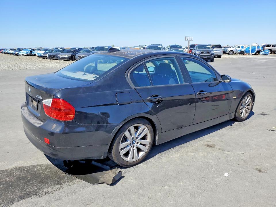 2007 BMW 3 series VIN WBAVC535X7FZ79953 COPART salvage auction — REAR END, Ca - Salvage Certificate, sold $400 on 2026-07-08 (photo 3)