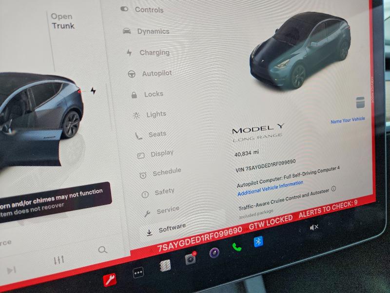 2024 Tesla Model y VIN 7SAYGDED1RF099690 COPART salvage auction — FRONT END, Tx - Salvage Vehicle Title, sold $12,700 on 2026-07-08 (photo 9)