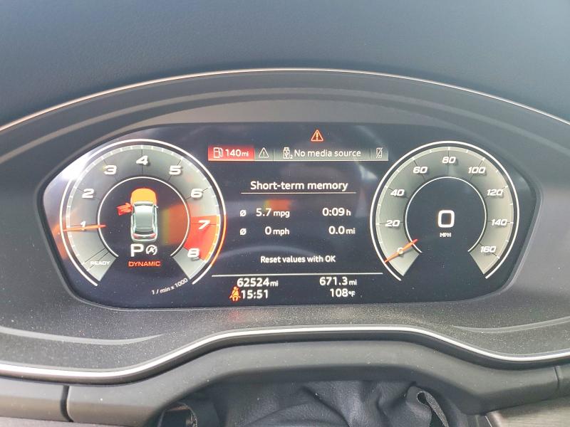 2021 Audi VIN WA1BAAFY0M2129627 COPART salvage auction — FRONT END, Tx - Salvage Vehicle Title, sold $12,100 on 2026-08-07 (photo 9)