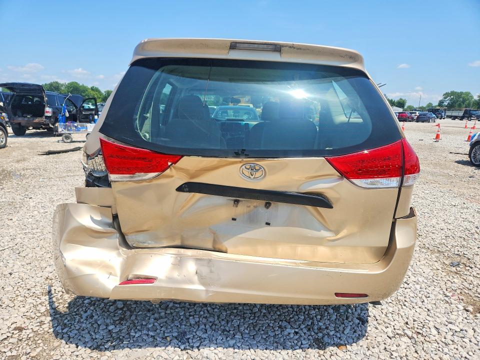 2011 Toyota Sienna VIN 5TDZK3DC7BS020785 COPART salvage auction — REAR END, Oh - Cert Of Title-Salvage, sold $950 on 2026-07-31 (photo 6)