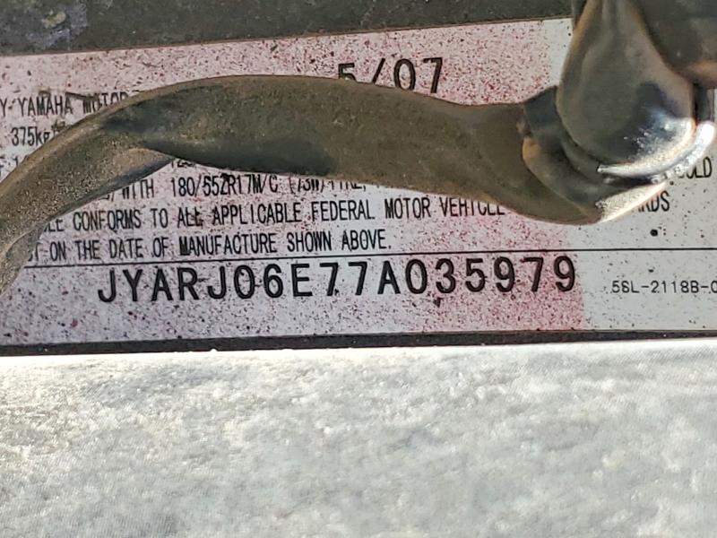 2007 Yamaha Yzfr6 VIN JYARJ06E77A035979 COPART salvage auction — SIDE, Az - Cert Of Title- Non Repair, sold $675 on 2026-07-27 (photo 9)
