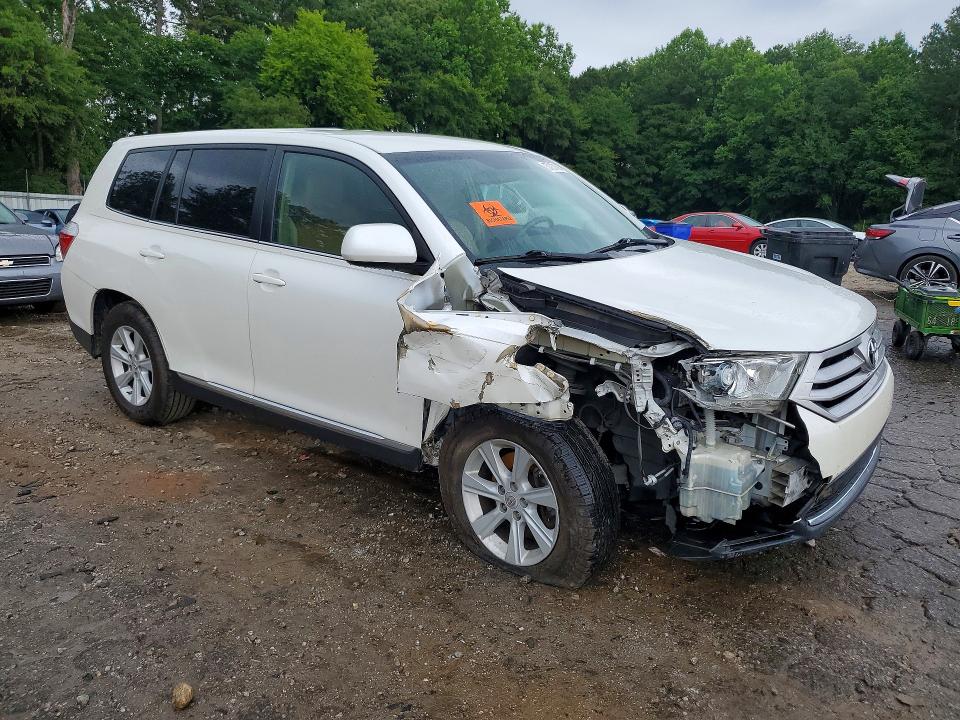 2013 Toyota Highlander VIN 5TDZK3EH6DS092445 COPART salvage auction — FRONT END, Ga - Cert Of Title-Salvage, sold $2,450 on 2026-07-24 (photo 4)