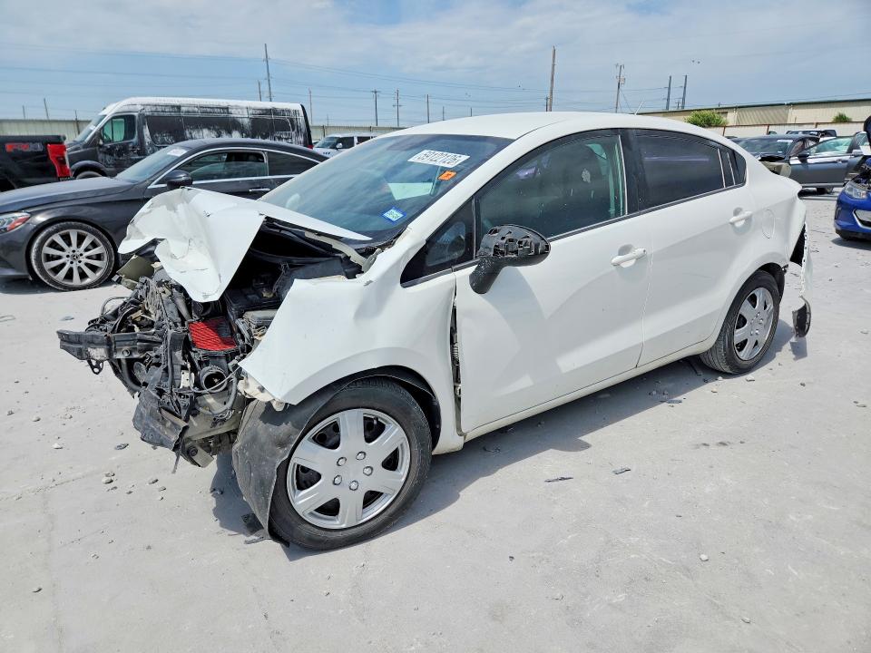 2013 Kia Rio VIN KNADM4A39D6236538 COPART salvage auction — FRONT END, TX - SALVAGE VEHICLE TITLE, sold $250 on 2026-07-24 (photo 1)