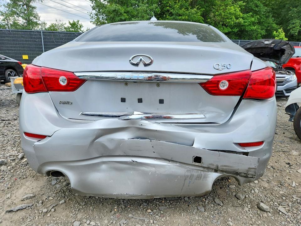 2014 Infiniti Q50 VIN JN1BV7AR9EM702515 COPART salvage auction — REAR END, Md - Parts Only-No Title Letter, sold $1,900 on 2026-07-31 (photo 6)