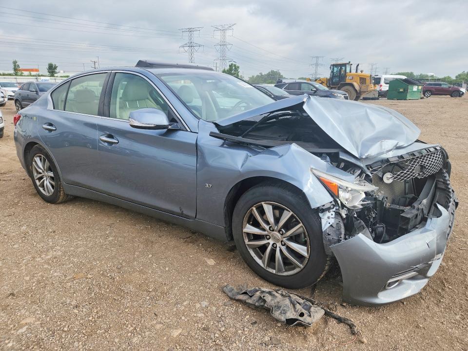 2014 Infiniti Q50 VIN JN1BV7AP3EM672636 COPART salvage auction — FRONT END, Wv - Salvage Certificate, sold $400 on 2026-07-30 (photo 4)