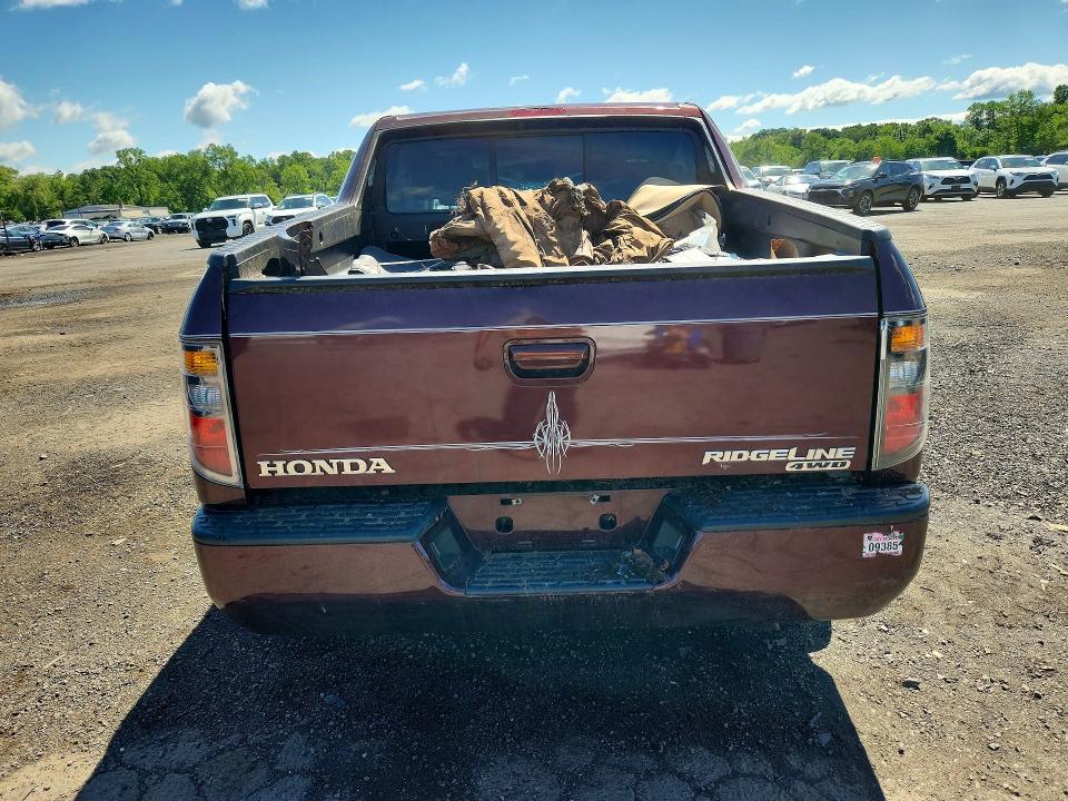 2008 Honda Ridgeline VIN 2HJYK16478H524441 COPART salvage auction — ALL OVER, CT - CERT OF TITLE-SALVAGE, sold $450 on 2026-07-02 (photo 6)