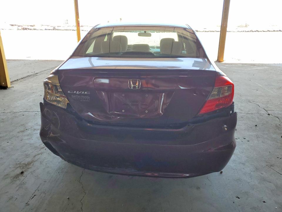 2012 Honda Civic VIN 2HGFB2F50CH612591 COPART salvage auction — REAR END, Az - Cert Of Title - Salvage, sold $2,050 on 2026-07-06 (photo 6)