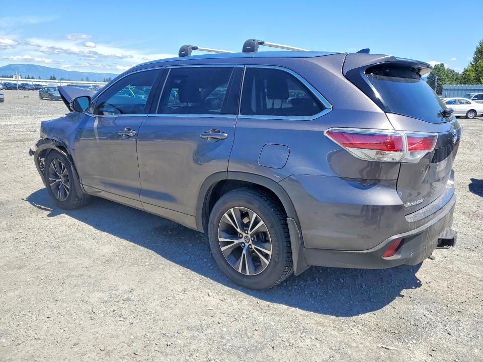 2016 Toyota Highlander VIN 5TDJKRFH0GS232203 COPART salvage auction — FRONT END, WA - BILL OF SALE, sold $8,000 on 2026-07-14 (photo 2)