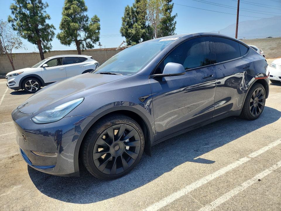 2021 Tesla Model y VIN 5YJYGDEEXMF157438 COPART salvage auction — REAR END, CA - SALVAGE CERTIFICATE, sold $500 on 2026-07-28 (photo 1)