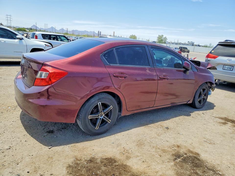 2012 Honda Civic VIN 19XFB2F56CE357326 COPART salvage auction — FRONT END, Az - Cert Of Title - Salvage, sold $499 on 2026-07-10 (photo 3)