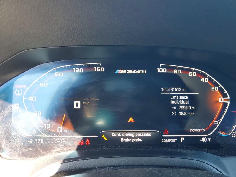2021 BMW M340i VIN WBA5U7C02MFL29085 COPART salvage auction — FRONT END, CA - SALVAGE CERTIFICATE, sold $13,500 on 2026-07-14 (photo 9)