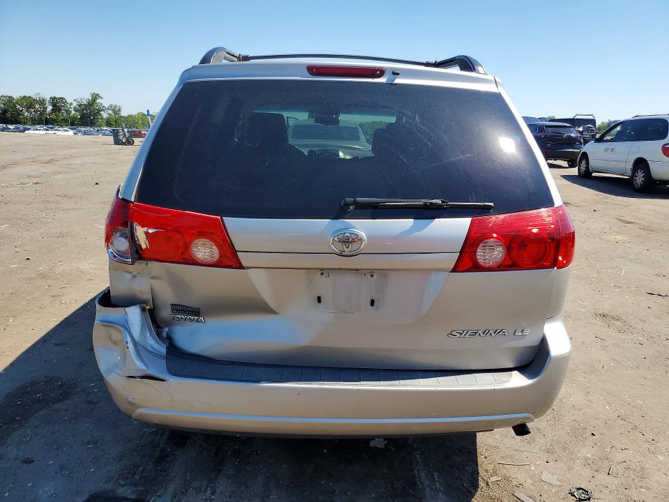 2006 Toyota Sienna VIN 5TDZA23C26S573994 COPART salvage auction — REAR END, VA - CERT OF TITLE - SALVAGE, sold $1,300 on 2026-07-08 (photo 6)