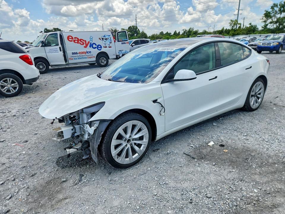 2021 Tesla VIN 5YJ3E1EA2MF053358 COPART salvage auction — FRONT END, FL - CERT OF TITLE SLVG REBUILDABLE, sold $1,450 on 2026-07-24 (photo 1)