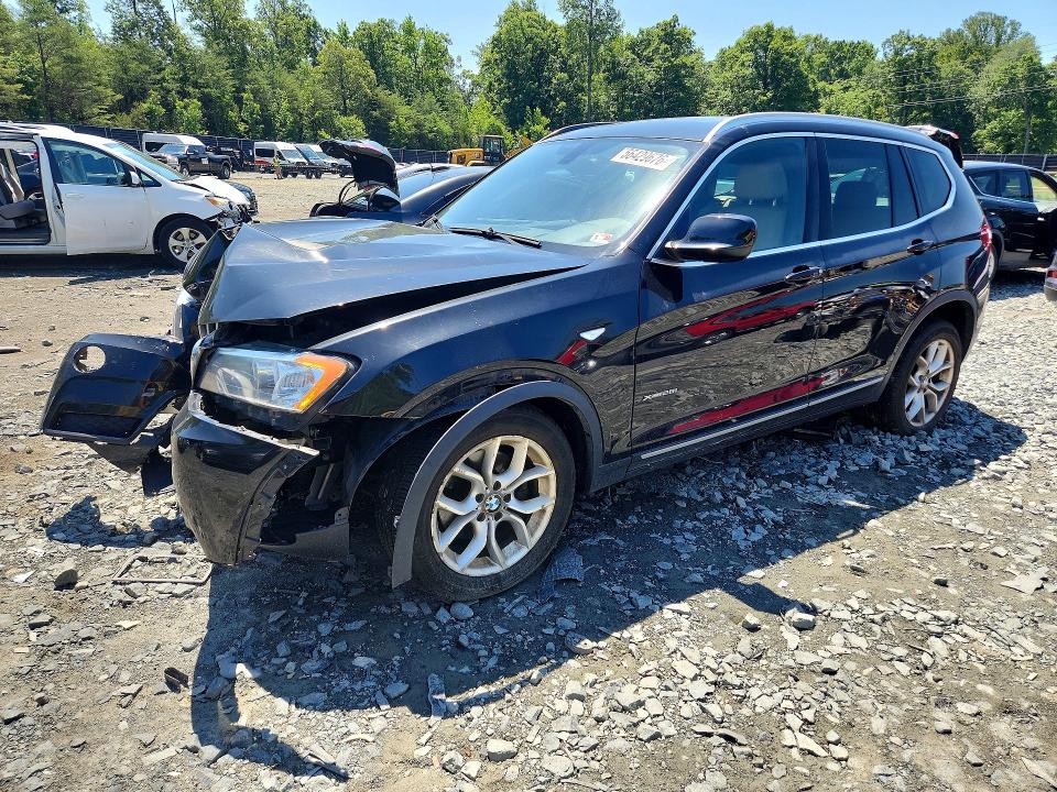 2013 BMW X3 VIN 5UXWX9C53D0D00012 COPART salvage auction — FRONT END, Md - Cert Of Salvage > 75% Damage, sold $550 on 2026-07-07 (photo 1)