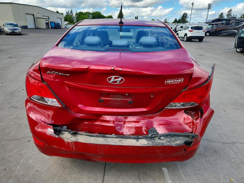 2015 Hyundai Accent VIN KMHCT4AEXFU825384 COPART salvage auction — REAR END, Or - Salvage Title Certificate, sold $500 on 2026-07-27 (photo 6)