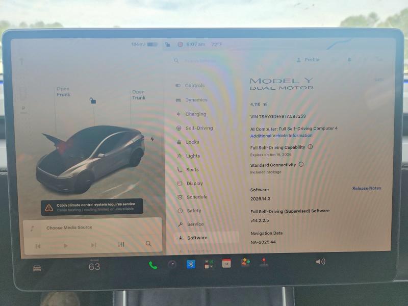 2026 Tesla Model y VIN 7SAYGDEE9TA597259 COPART salvage auction — FRONT END, Va - Cert Of Title - Salvage, sold $13,200 on 2026-07-27 (photo 9)