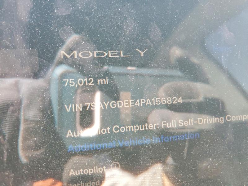 2023 Tesla VIN 7SAYGDEE4PA156824 COPART salvage auction — SIDE, Ca - Salvage Certificate, sold $7,700 on 2026-07-27 (photo 9)