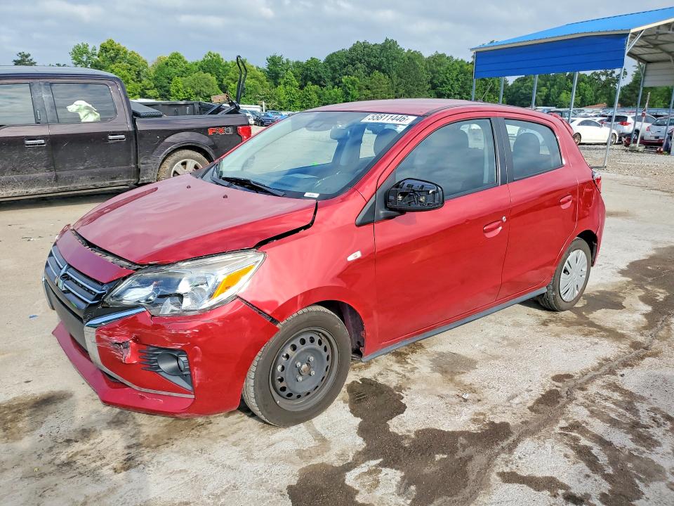 2022 Mitsubishi Mirage VIN ML32AUHJ1NH001132 COPART salvage auction — FRONT END, MS - CERT OF TITLE - HAIL SALVAGE (P), sold $325 on 2026-07-24 (photo 1)