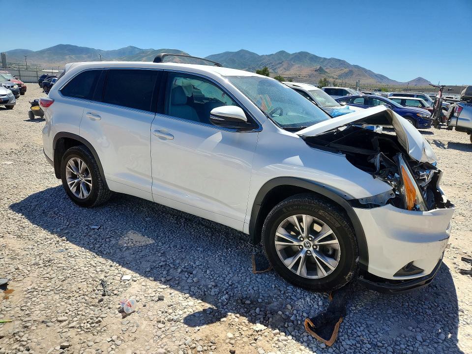 2016 Toyota Highlander VIN 5TDZKRFH9GS177527 COPART salvage auction — FRONT END, UT - SALVAGE CERTIFICATE, sold $3,300 on 2026-07-24 (photo 4)