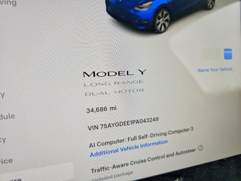 2023 Tesla Model y VIN 7SAYGDEE1PA043249 COPART salvage auction — FRONT END, Ct - Cert Of Title-Salvage, sold $12,600 on 2026-07-06 (photo 9)