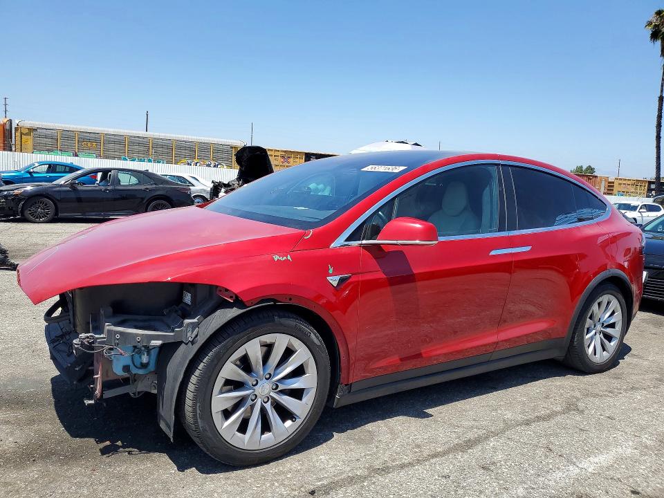 2017 Tesla Model x VIN 5YJXCBE27HF034851 COPART salvage auction — FRONT END, Ca - Salvage Certificate, sold $3,600 on 2026-07-28 (photo 1)