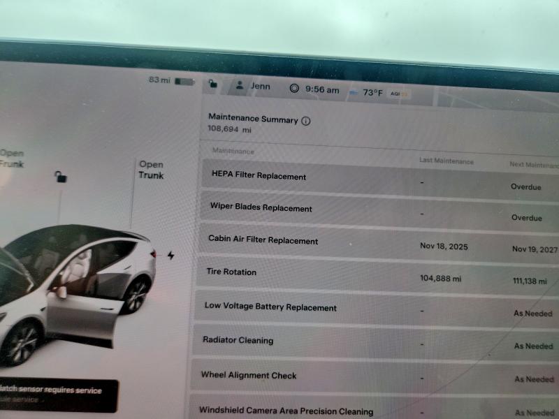 2021 Tesla Model y VIN 5YJYGDEF8MF248961 COPART salvage auction — FRONT END, Wi - Cert Of Title-Claim Paid, sold $8,100 on 2026-07-27 (photo 9)