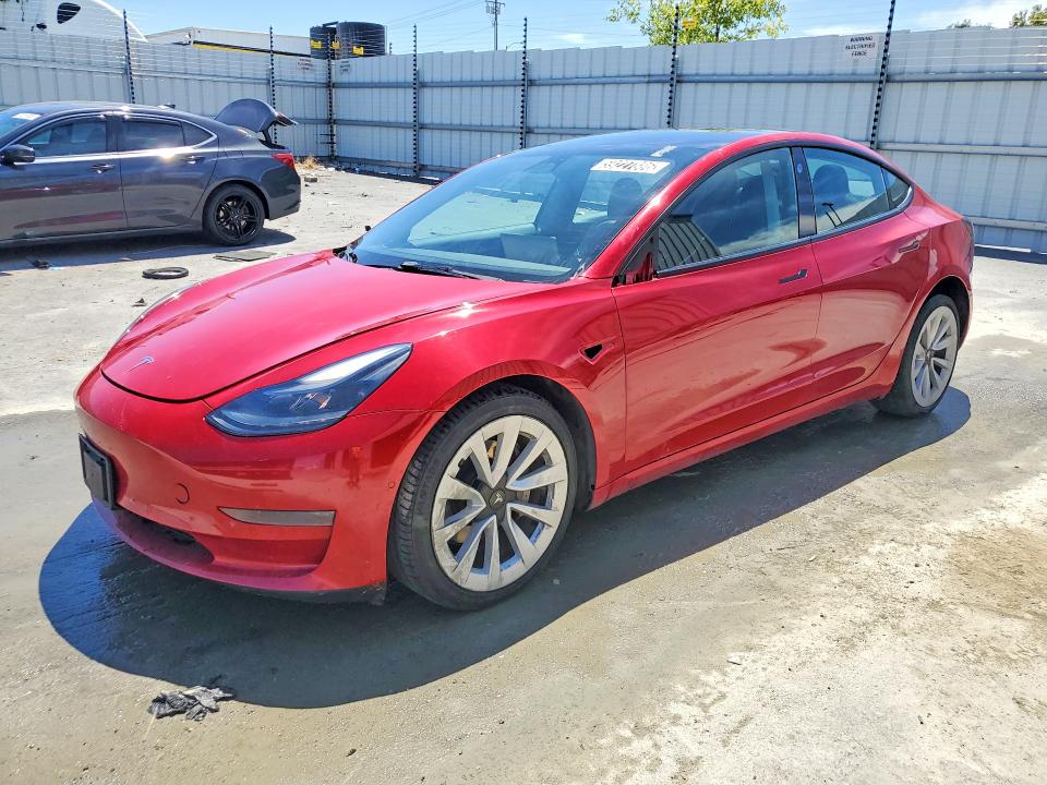 2022 Tesla Model 3 VIN 5YJ3E1EA4NF303829 COPART salvage auction — MECHANICAL, CA - CERTIFICATE OF TITLE, sold $7,500 on 2026-07-08 (photo 1)
