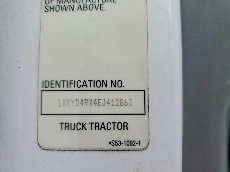 2014 Kenworth T680 VIN 1XKYD49X4EJ412863 COPART salvage auction — NORMAL WEAR, IN - CERTIFICATE OF TITLE, sold $14,000 on 2026-07-07 (photo 9)