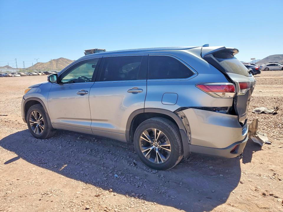2016 Toyota Highlander VIN 5TDJKRFH6GS259485 COPART salvage auction — REAR END, Az - Cert Of Title - Salvage, sold $300 on 2026-07-28 (photo 2)