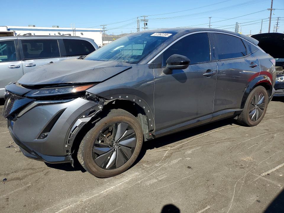 2025 Nissan Ariya VIN JN8BF0BE1SM464446 COPART salvage auction — FRONT END, Ca - Salvage Certificate, sold $5,500 on 2026-07-20 (photo 1)