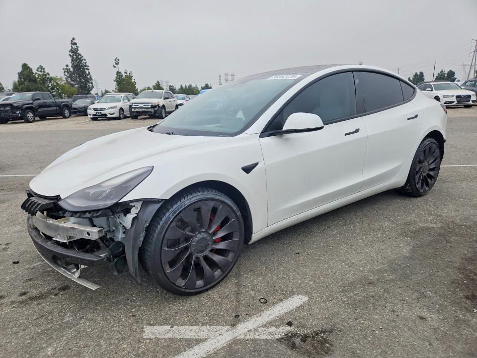 2021 Tesla Model 3 VIN 5YJ3E1EC9MF077884 COPART salvage auction — REAR END, CA - SALVAGE CERTIFICATE, sold $500 on 2026-07-21 (photo 1)