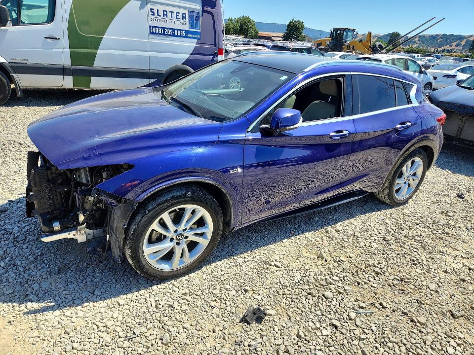 2017 Infiniti Qx30 VIN SJKCH5CP5HA031629 COPART salvage auction — FRONT END, Ca - Salvage Certificate, sold $2,650 on 2026-07-14 (photo 1)