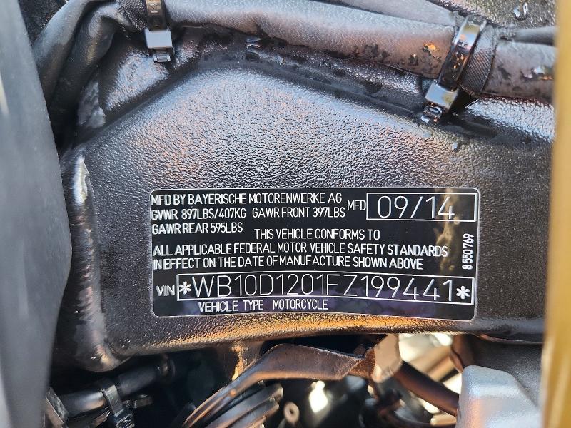 2015 BMW S VIN WB10D1201FZ199441 COPART salvage auction — FRONT END, Co - Salvage Title, sold $2,050 on 2026-07-08 (photo 9)