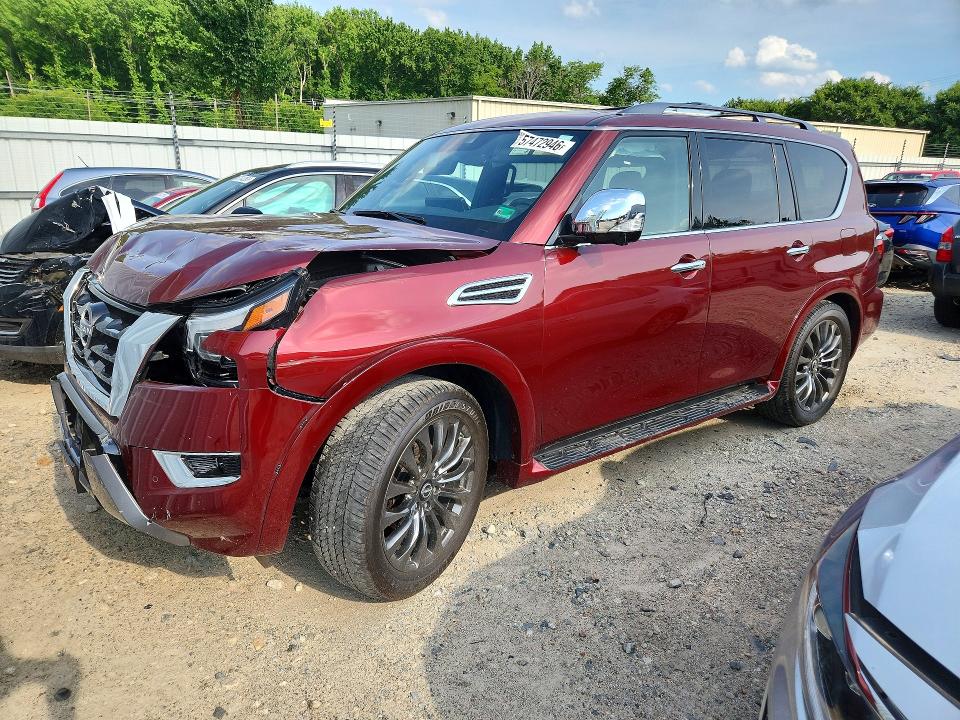2024 Nissan Armada VIN JN8AY2DB4R9850652 COPART salvage auction — FRONT END, Va - Cert Of Title - Salvage, sold $17,200 on 2026-07-28 (photo 1)
