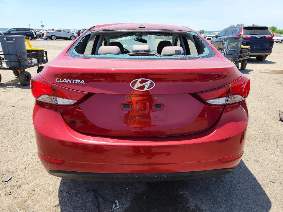2016 Hyundai Elantra VIN KMHDH4AE1GU652135 COPART salvage auction — ROLLOVER, Pa - Certificate Of Salvage, sold $950 on 2026-07-17 (photo 6)